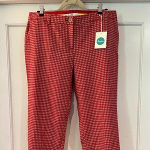 Boden wool cigarette pants, red gingham retro style lined NWT Sz 10R Midrise
